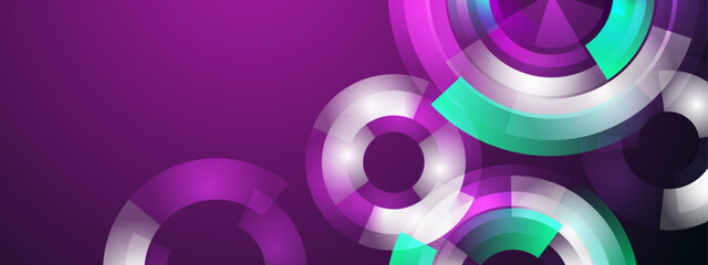 simple shapes with purple white and green circle gradient abstract geometric background concept vector illustration, for presentation design, wallpaper, or website background