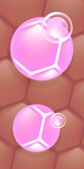 Hyaluronic acid and Niacinamide hair and skin solutions ad, pink collagen serum drops into skin cell with cosmetic advertising background ready to use, illustration vector.	