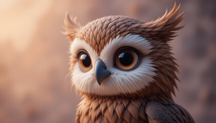 Fototapeta premium Glamour portrait of cute kawaii eagle cartoon with big eyes created with generative ai