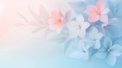 Fototapeta premium A soft, pastel floral background featuring delicate flowers and leaves.