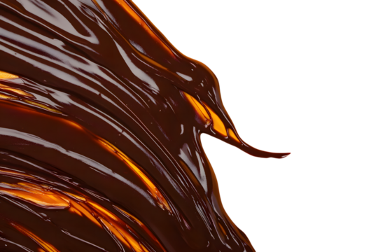 Flowing Melted Chocolate Splash Rich Dark Cocoa Drizzle, Isolated on Transparent Background