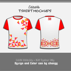 red and white t-shirt mockup easy to edit