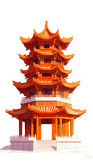 3d Illustration of a Pagoda Architecture Chinese Building Tower with a Transparent Background Asian Traditional Temple East Culture and Ornate Carved Details Landmark