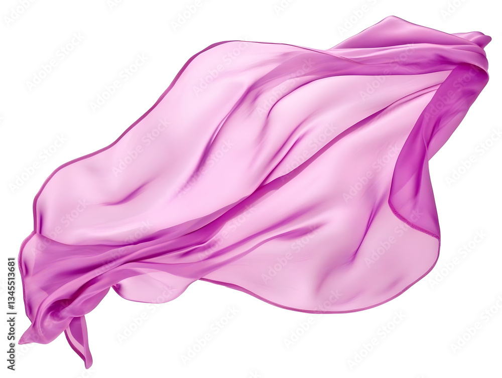 Poster 3d render pink silk fabric flowing in the wind with smooth texture and soft elegant wave transparent