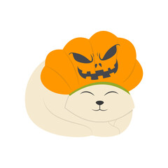 Illustration of Cute Cat Halloween. Vector Cartoon Character.