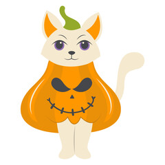 Illustration of Cute Cat Halloween. Vector Cartoon Character.