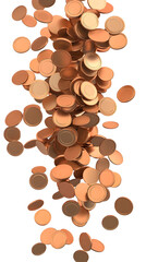 Obraz premium 3D Rendered Image of Falling Copper Coins Representing Wealth Finance and Investment with a Transparent Background Showing a Stack of Money and Abundance