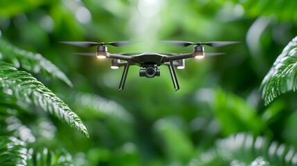Captivating Drone in Lush Greenery with Gentle Ambient Lighting