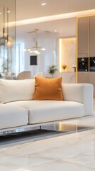Elegant Living Room with Modern Furniture, Blurred Background for Luxury Home