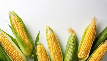 corn on a white bacckground with copy space