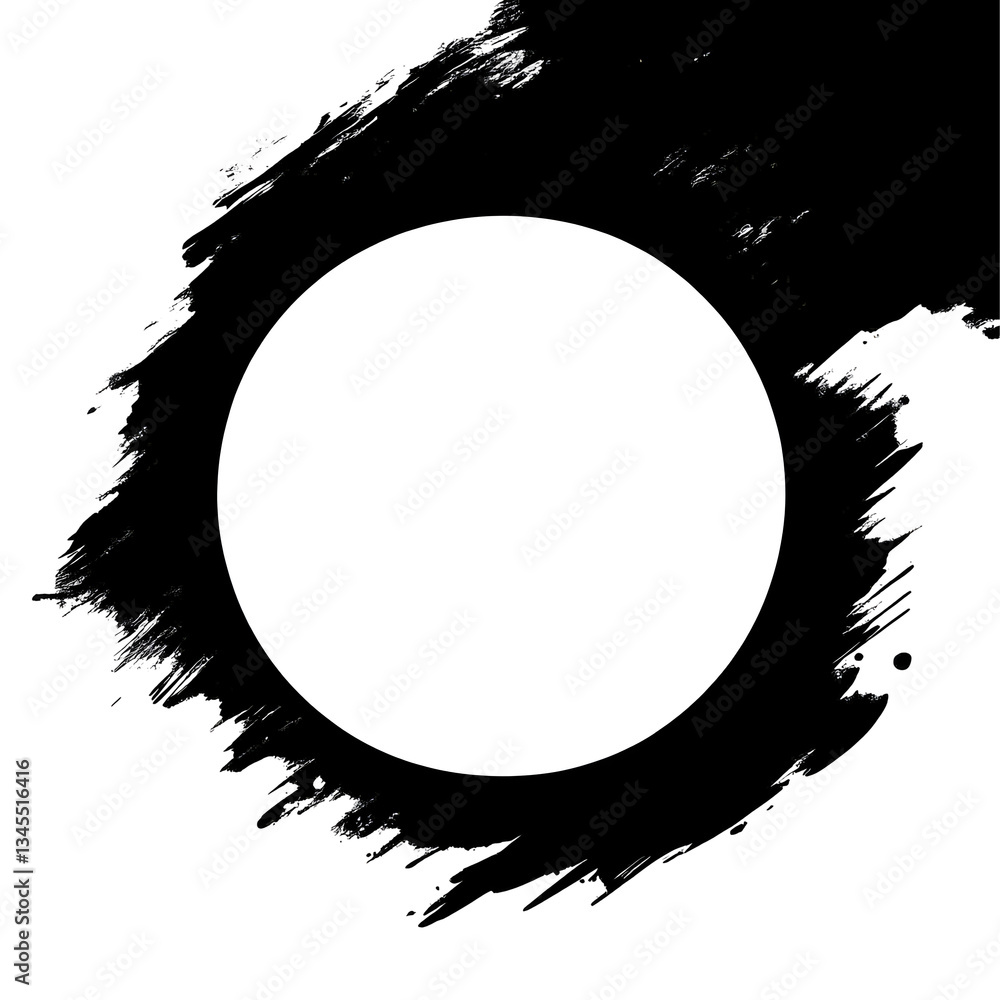 Aufkleber abstract black and white grunge circle background with round texture shape design element decorative