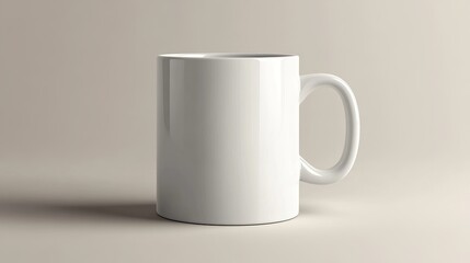 Obraz premium A clean, solid white mug with a glossy or matte finish. A blank canvas ideal for adding logos, illustrations, or personalized text 