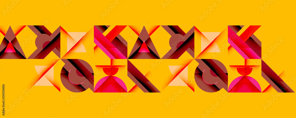 Poster Minimal geometric abstract background. Circle square and triangle design
