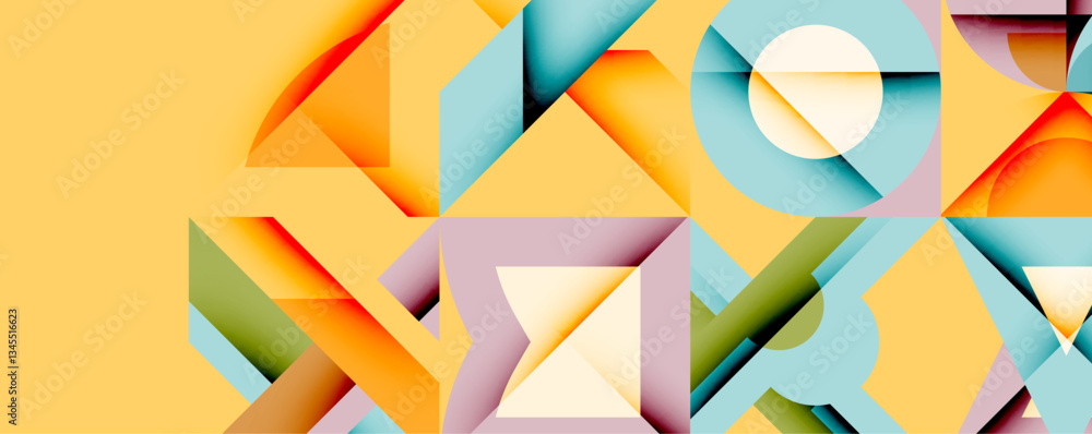 Poster Minimal geometric abstract background. Circle square and triangle design