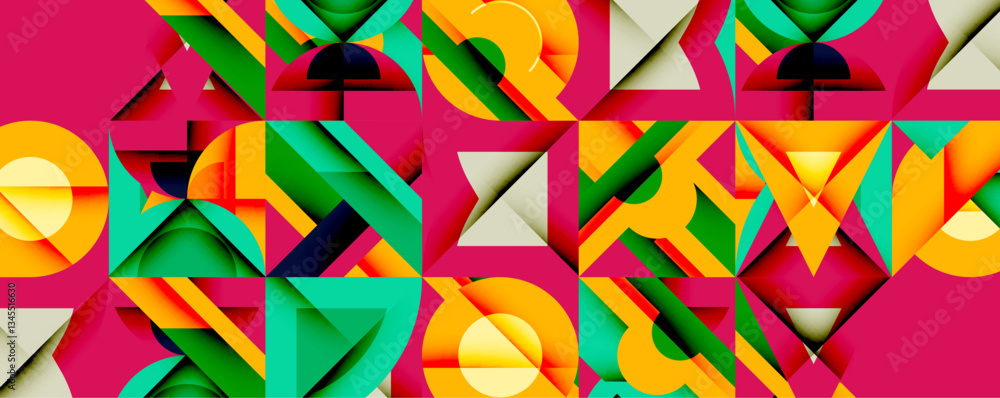 Poster minimal geometric abstract background. circle square and triangle design
