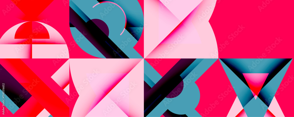 Poster minimal geometric abstract background. circle square and triangle design