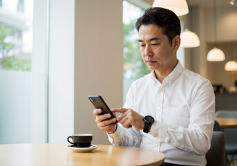 man using a smartphone, AI generated