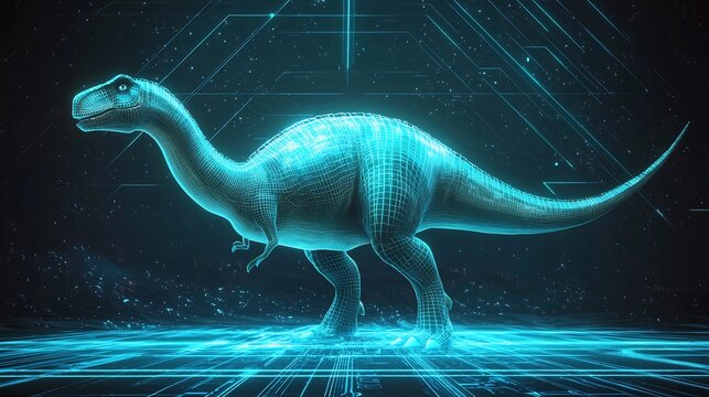 Sleek modern design of a stylized Brontosaurus ideal for tech or futuristic branding