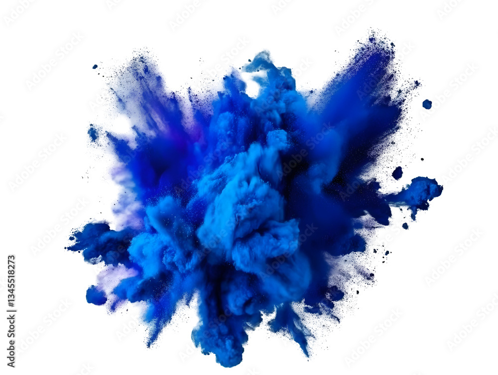 Poster abstract splash of blue powder illustration with transparent background isolated creating a dynamic 