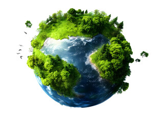 3d Rendering of Earth with Lush Greenery and Blue Oceans Isolated on Transparent Background Promoting Environmental Awareness and Conservation of Natural Resources