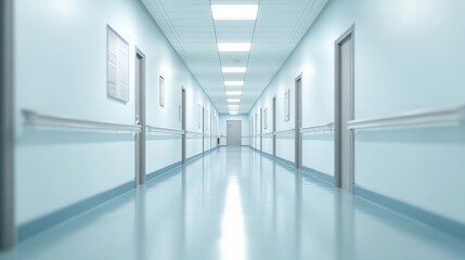Hospital corridor showcasing modern healthcare design and serene atmosphere