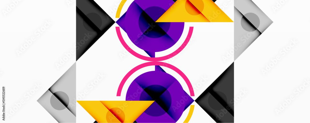 Aufkleber abstract geometric composition with intersecting triangles, circles, and gradients, creating a dynam