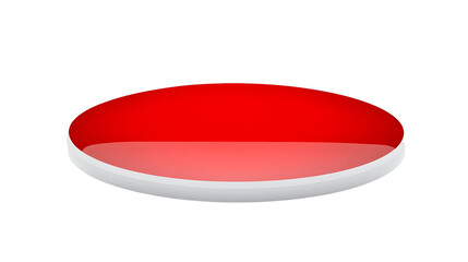 Illustration of a Shiny Red Round Button with White Base Isolated Against Transparent Background Round Circle Glossy Object Shape Symbol Internet Sign Push Element