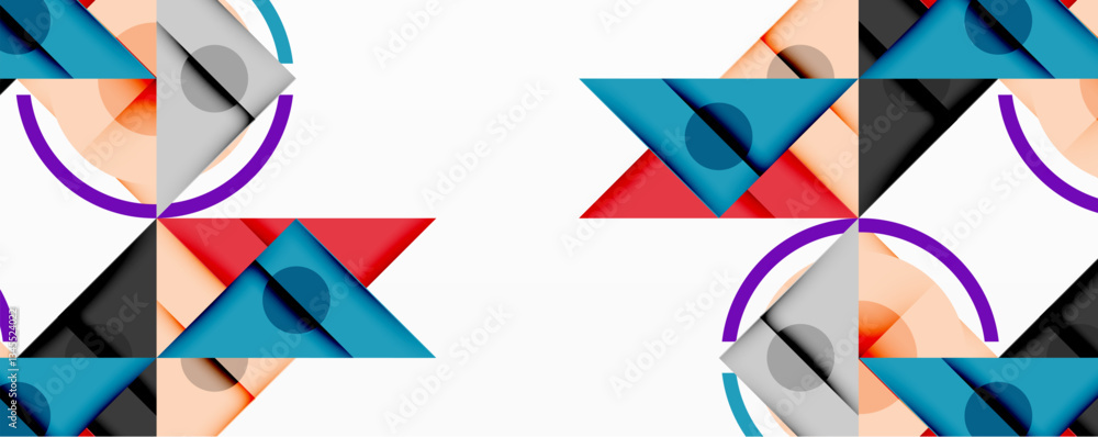 Aufkleber abstract geometric composition with intersecting triangles, circles, and gradients, creating a dynam