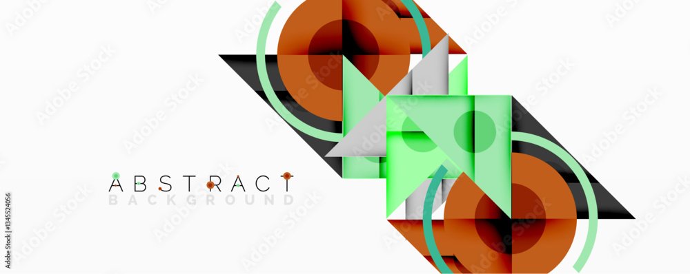 Aufkleber abstract geometric composition with intersecting triangles, circles, and gradients, creating a dynam