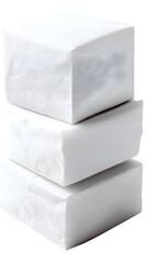 Abstract 3D Rendering of Stacked White Cubes with Transparent Background Presenting Geometric Shapes and Modern Design Element Isolated in Studio Shot Displaying White Abstract Stack