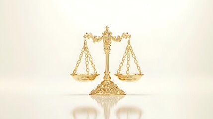 A golden scale of justice symbolizing balance and fairness, set against a light background, reflecting legal principles.
