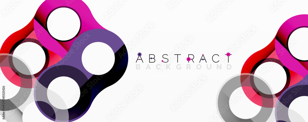 Poster Abstract circle element composition with overlapping circular and tubular shapes featuring smooth gradients, transparency effects, and dynamic layering
