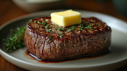 filet mignon steak topped with a pat of butter