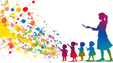 Creative Mom Leading Fun Craft Session with Children