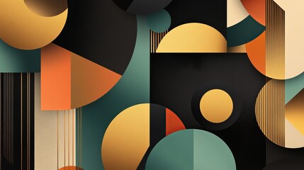 A modern, abstract geometric design featuring bold shapes and clean lines. The color palette can include gold, black, or pastel gradients. No text, so itâ€™s ready for personalized details. 
