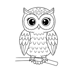 Owl Drawing illustration for coloring book