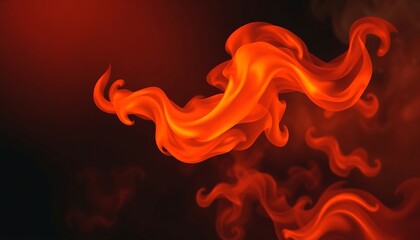 Fiery orange flames dance in a dark abyss, a swirling inferno of passionate energy and intense heat in a dramatic, smoky background.