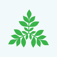 Abstract triangular green sign of three branches with leaves stock illustration