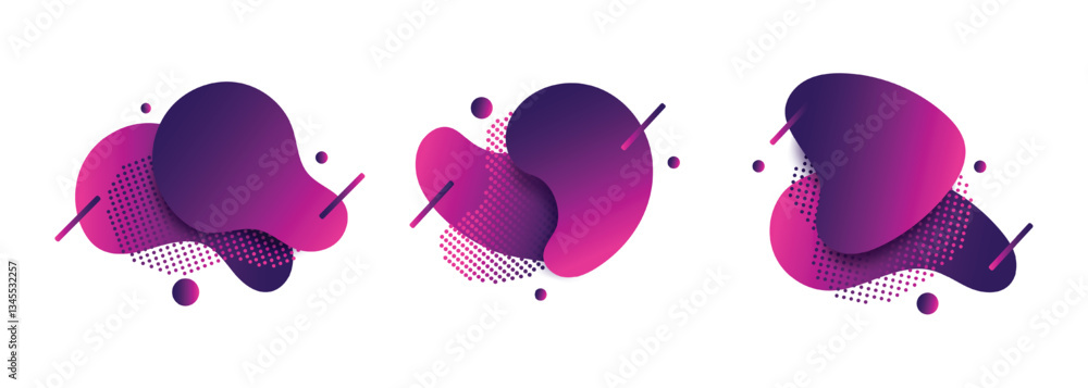 Poster gradient purple abstract banner with fluid shape elements on white background.colorful liquid abstra