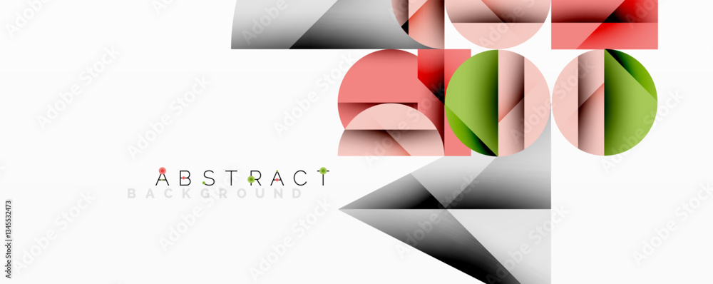 Fototapete Modern abstract composition with layered circles and angular segments featuring gradients, transparency effects, and a structured geometric layout