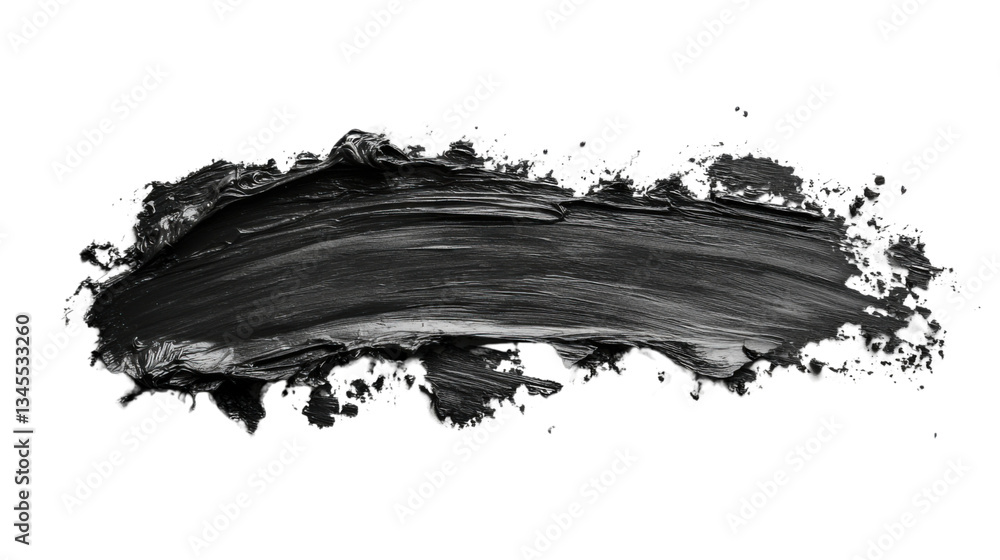 Poster black paint stroke on transparent background creating dynamic texture