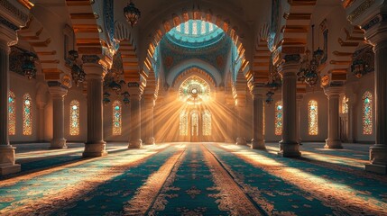 Obraz premium Sunbeams Illuminate Grand Mosque Interior (4)