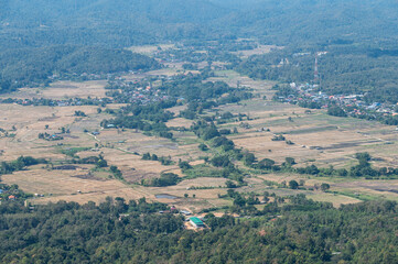 Naklejka premium Scenery view of Mueang Pan district a peaceful district in Lampang province of Thailand.