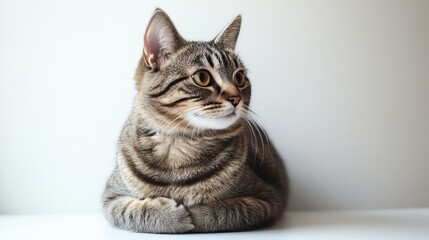 Graceful cat exudes calm elegance in minimalist setting
