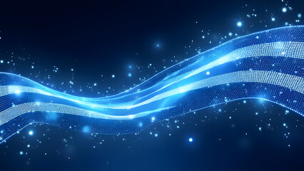 Futuristic digital glowing flag of Greece, Independence day of Greece background.