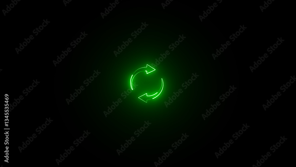 Poster glowing neon line refresh icon isolated on black background. reload symbol. reload icon. circle of a