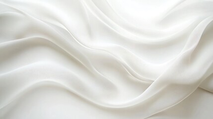 Fototapeta premium White silk fabric texture, smooth, flowing. Use Stock photo for fashion, interior design, or textiles