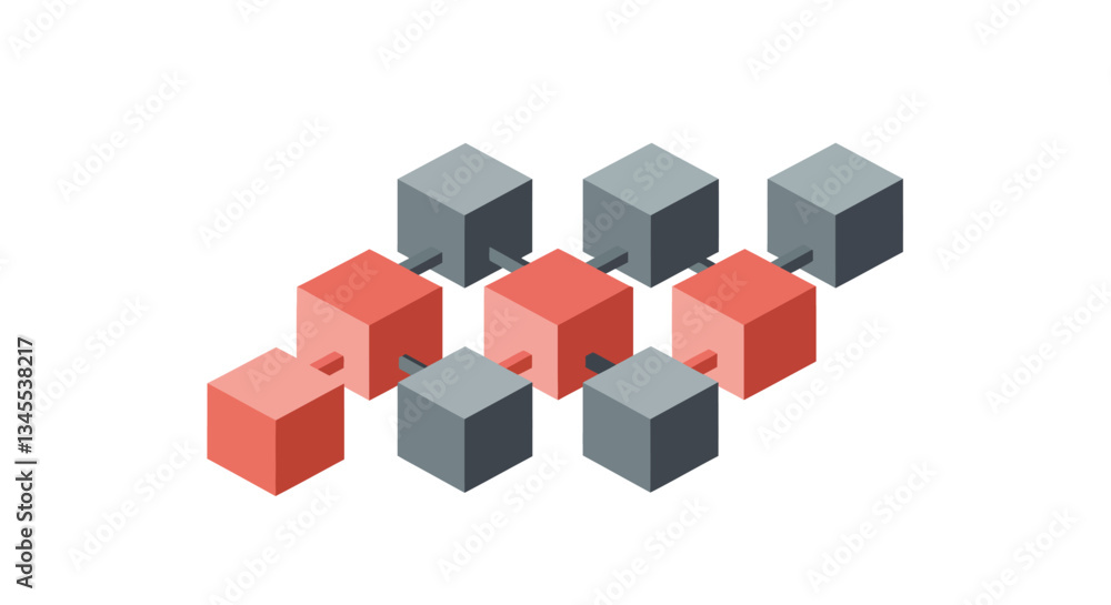 Poster colorful cubes arranged in a playful pattern using flat design vector art
