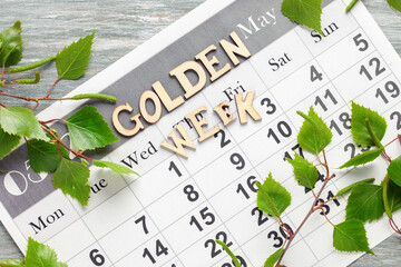 Golden Week. May 2024 monthly desk calendar. Green Day