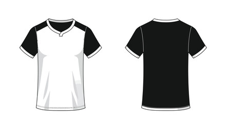 Stylish sports t shirt design in flat style showcasing front and back views vector illustration